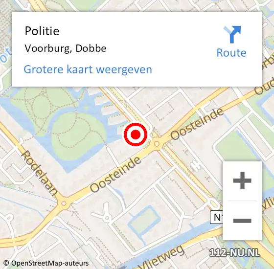 Locatie op kaart van de 112 melding: Politie Voorburg, Dobbe op 25 augustus 2015 10:03