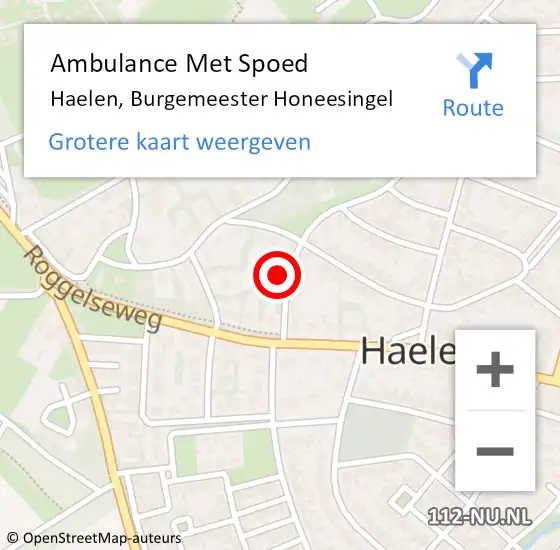 Locatie op kaart van de 112 melding: Ambulance Met Spoed Naar Haelen, Burgemeester Honeesingel op 25 augustus 2015 10:49