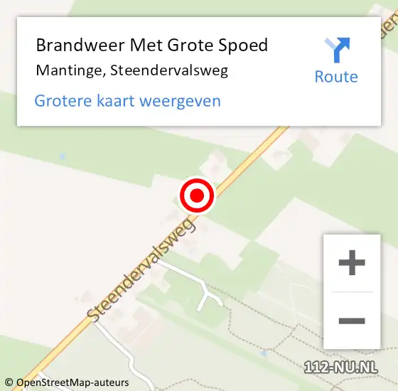 Locatie op kaart van de 112 melding: Brandweer Met Grote Spoed Naar Mantinge, Steendervalsweg op 25 augustus 2015 11:03