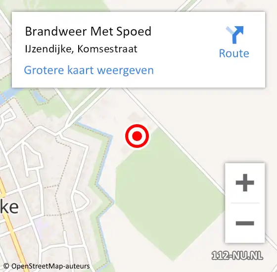 Locatie op kaart van de 112 melding: Brandweer Met Spoed Naar IJzendijke, Komsestraat op 25 augustus 2015 11:34