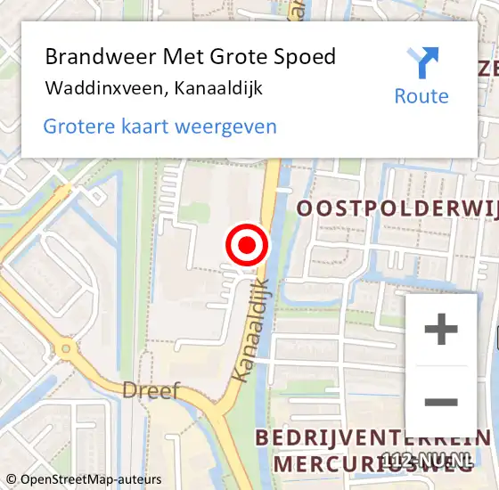 Locatie op kaart van de 112 melding: Brandweer Met Grote Spoed Naar Waddinxveen, Kanaaldijk op 25 augustus 2015 12:06