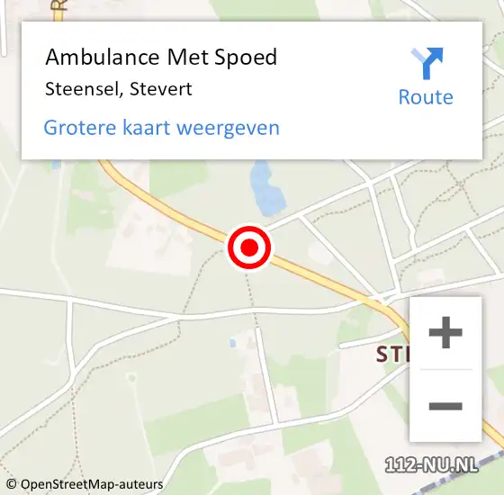 Locatie op kaart van de 112 melding: Ambulance Met Spoed Naar Steensel, Stevert op 25 augustus 2015 12:18