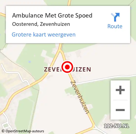 Locatie op kaart van de 112 melding: Ambulance Met Grote Spoed Naar Oosterend, Zevenhuizen op 25 augustus 2015 12:50