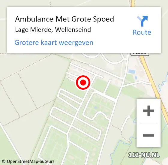 Locatie op kaart van de 112 melding: Ambulance Met Grote Spoed Naar Lage Mierde, Wellenseind op 25 augustus 2015 13:03