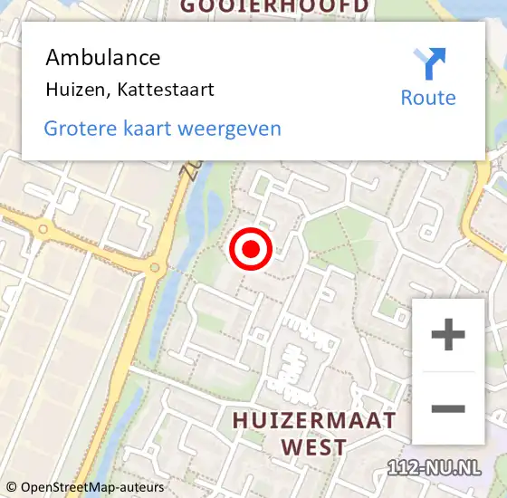 Locatie op kaart van de 112 melding: Ambulance Huizen, Kattestaart op 18 november 2013 14:04