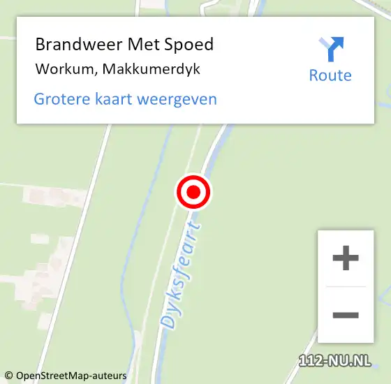 Locatie op kaart van de 112 melding: Brandweer Met Spoed Naar Workum, Makkumerdyk op 25 augustus 2015 14:12