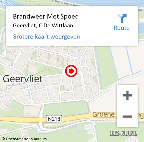 Locatie op kaart van de 112 melding: Brandweer Met Spoed Naar Geervliet, C De Wittlaan op 25 augustus 2015 14:35