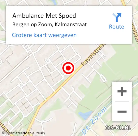 Locatie op kaart van de 112 melding: Ambulance Met Spoed Naar Bergen op Zoom, Kalmanstraat op 25 augustus 2015 14:35