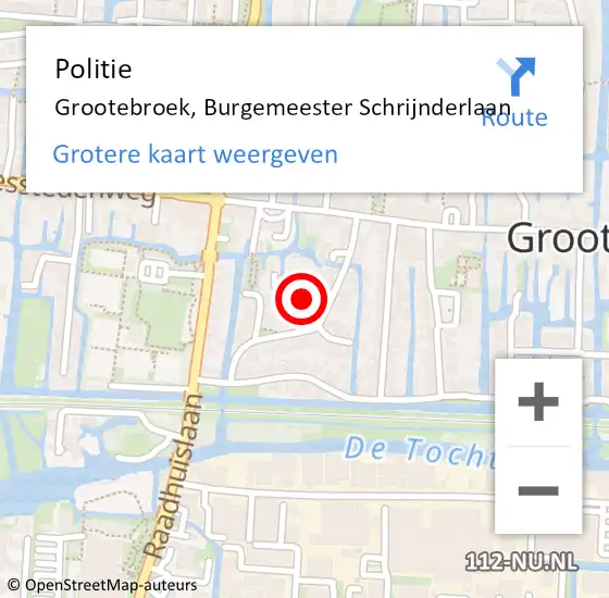 Locatie op kaart van de 112 melding: Politie Grootebroek, Burgemeester Schrijnderlaan op 25 augustus 2015 14:50