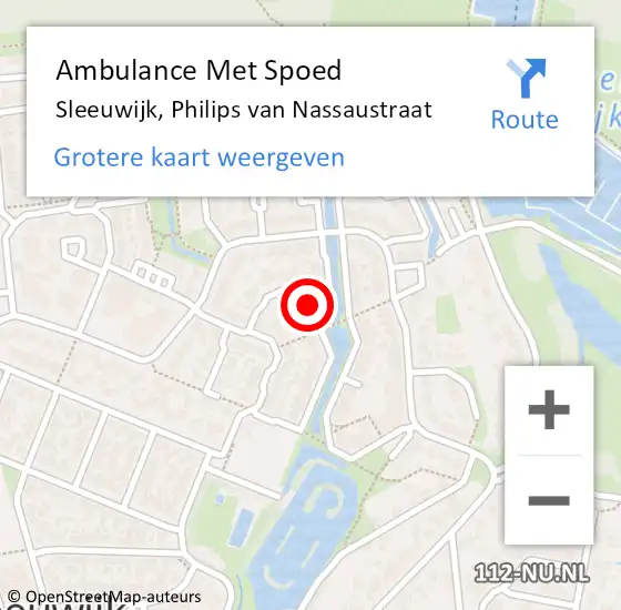 Locatie op kaart van de 112 melding: Ambulance Met Spoed Naar Sleeuwijk, Philips van Nassaustraat op 25 augustus 2015 15:11