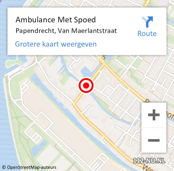 Locatie op kaart van de 112 melding: Ambulance Met Spoed Naar Papendrecht, Van Maerlantstraat op 25 augustus 2015 16:17