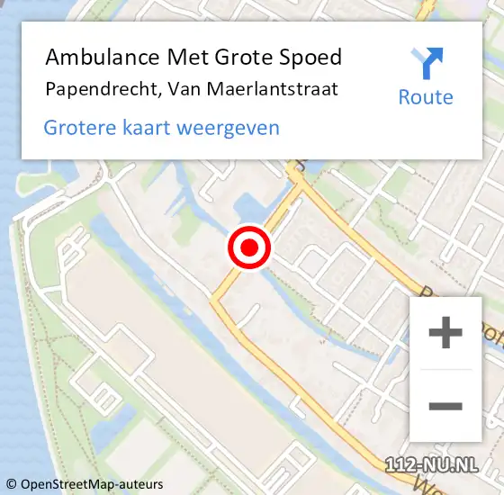 Locatie op kaart van de 112 melding: Ambulance Met Grote Spoed Naar Papendrecht, Van Maerlantstraat op 25 augustus 2015 16:18