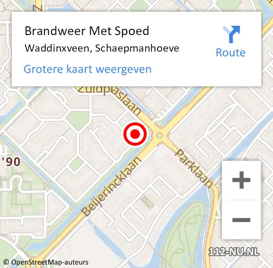 Locatie op kaart van de 112 melding: Brandweer Met Spoed Naar Waddinxveen, Schaepmanhoeve op 25 augustus 2015 17:23