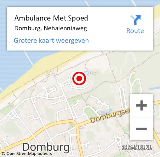 Locatie op kaart van de 112 melding: Ambulance Met Spoed Naar Domburg, Nehalenniaweg op 25 augustus 2015 18:19