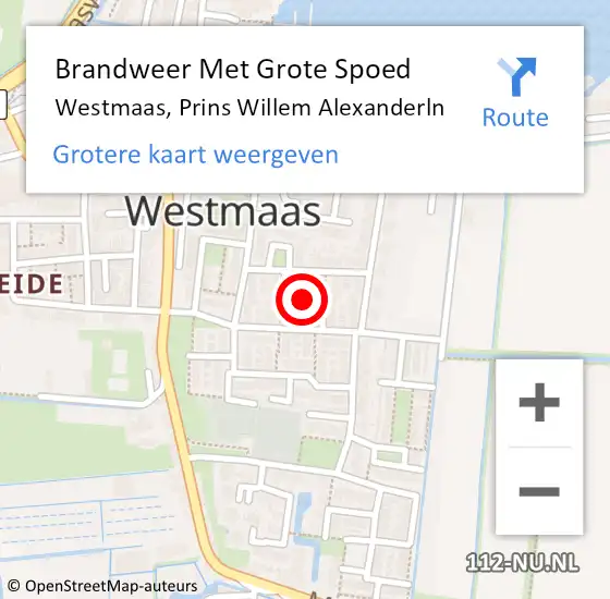 Locatie op kaart van de 112 melding: Brandweer Met Grote Spoed Naar Westmaas, Prins Willem Alexanderln op 25 augustus 2015 18:23