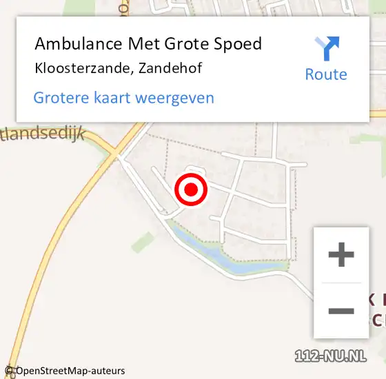 Locatie op kaart van de 112 melding: Ambulance Met Grote Spoed Naar Kloosterzande, Zandehof op 25 augustus 2015 19:36