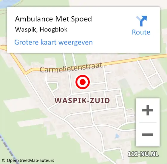 Locatie op kaart van de 112 melding: Ambulance Met Spoed Naar Waspik, Hoogblok op 25 augustus 2015 21:10