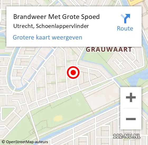 Locatie op kaart van de 112 melding: Brandweer Met Grote Spoed Naar Utrecht, Schoenlappervlinder op 25 augustus 2015 23:04