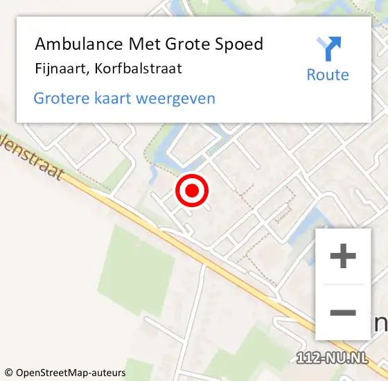 Locatie op kaart van de 112 melding: Ambulance Met Grote Spoed Naar Fijnaart, Korfbalstraat op 25 augustus 2015 23:35