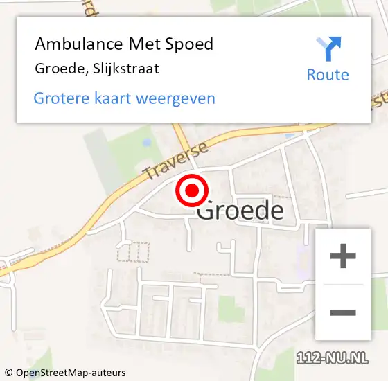 Locatie op kaart van de 112 melding: Ambulance Met Spoed Naar Groede, Slijkstraat op 25 augustus 2015 23:57