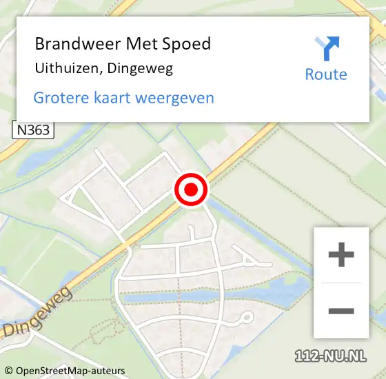 Locatie op kaart van de 112 melding: Brandweer Met Spoed Naar Uithuizen, Dingeweg op 26 augustus 2015 01:40