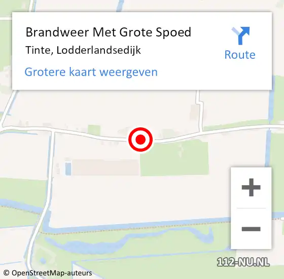 Locatie op kaart van de 112 melding: Brandweer Met Grote Spoed Naar Tinte, Lodderlandsedijk op 26 augustus 2015 02:30