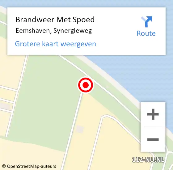 Locatie op kaart van de 112 melding: Brandweer Met Spoed Naar Eemshaven, Synergieweg op 26 augustus 2015 03:28