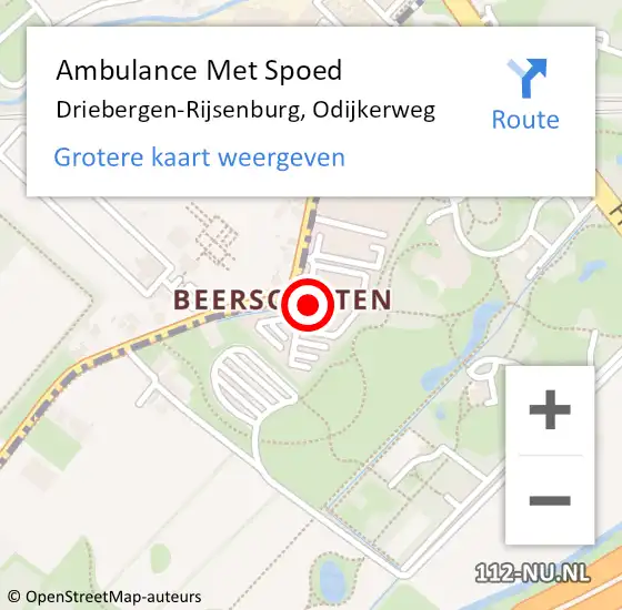 Locatie op kaart van de 112 melding: Ambulance Met Spoed Naar Driebergen-Rijsenburg, Odijkerweg op 26 augustus 2015 04:18