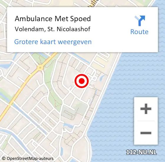 Locatie op kaart van de 112 melding: Ambulance Met Spoed Naar Volendam, St. Nicolaashof op 26 augustus 2015 06:17