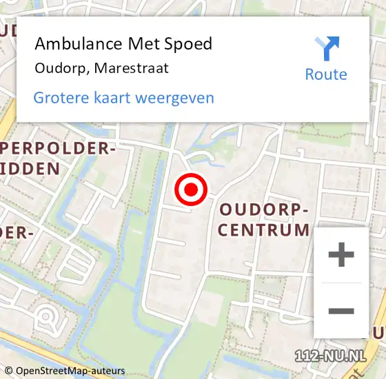 Locatie op kaart van de 112 melding: Ambulance Met Spoed Naar Oudorp, Marestraat op 26 augustus 2015 07:41