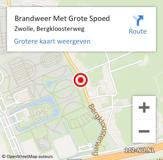 Locatie op kaart van de 112 melding: Brandweer Met Grote Spoed Naar Zwolle, Bergkloosterweg op 26 augustus 2015 08:45