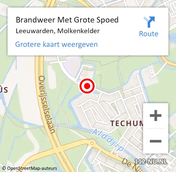 Locatie op kaart van de 112 melding: Brandweer Met Grote Spoed Naar Leeuwarden, Molkenkelder op 26 augustus 2015 09:00