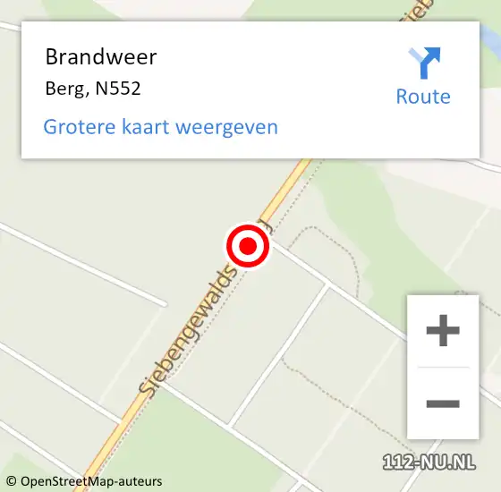Locatie op kaart van de 112 melding: Brandweer Berg, N552 op 18 november 2013 15:09