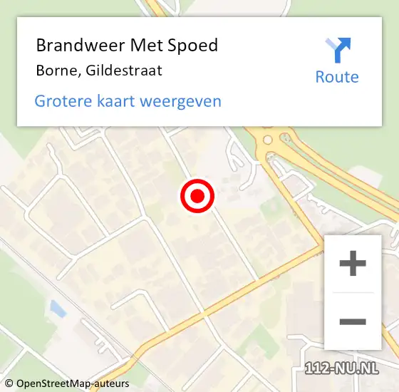 Locatie op kaart van de 112 melding: Brandweer Met Spoed Naar Borne, Gildestraat op 26 augustus 2015 10:05