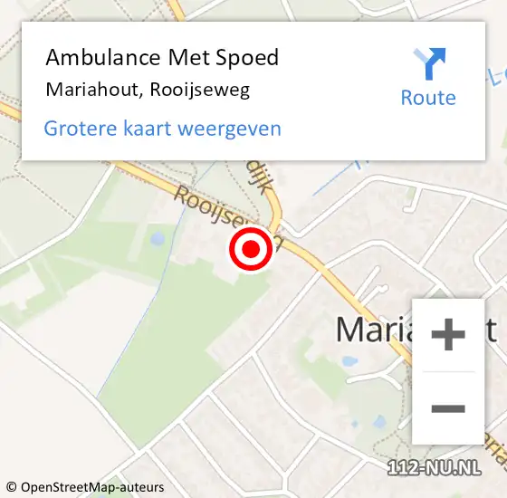 Locatie op kaart van de 112 melding: Ambulance Met Spoed Naar Mariahout, Rooijseweg op 26 augustus 2015 10:12