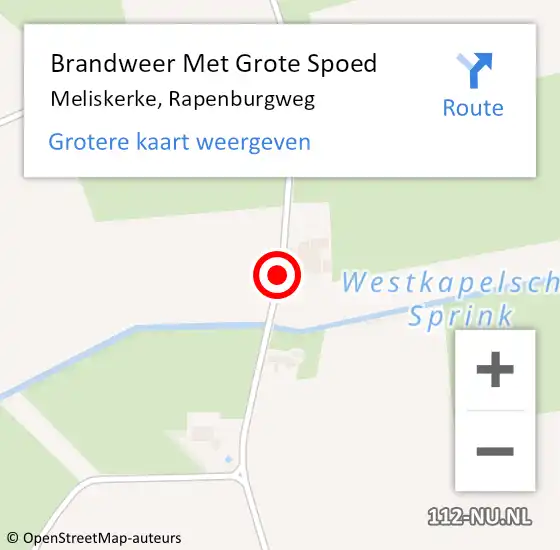 Locatie op kaart van de 112 melding: Brandweer Met Grote Spoed Naar Meliskerke, Rapenburgweg op 26 augustus 2015 11:34