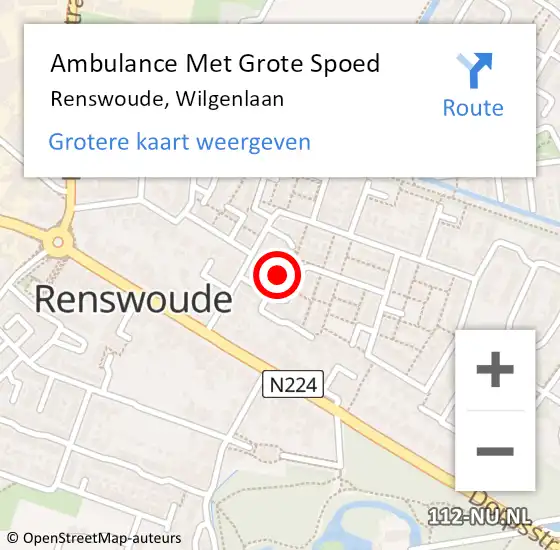 Locatie op kaart van de 112 melding: Ambulance Met Grote Spoed Naar Renswoude, Wilgenlaan op 18 november 2013 15:25