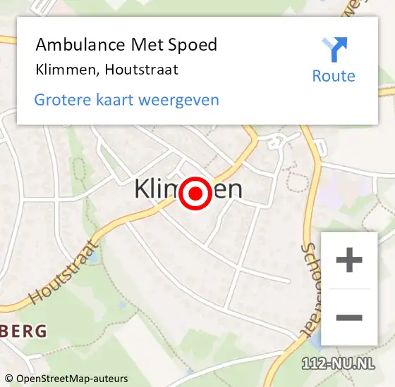 Locatie op kaart van de 112 melding: Ambulance Met Spoed Naar Klimmen, Houtstraat op 26 augustus 2015 11:49