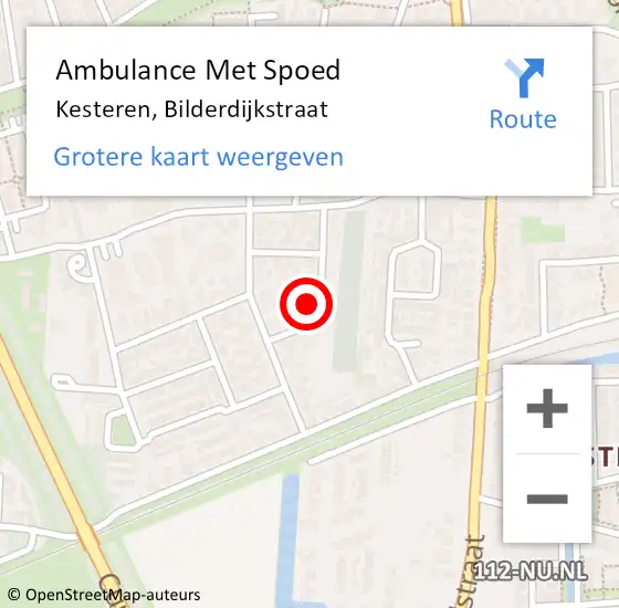 Locatie op kaart van de 112 melding: Ambulance Met Spoed Naar Kesteren, Bilderdijkstraat op 26 augustus 2015 12:40