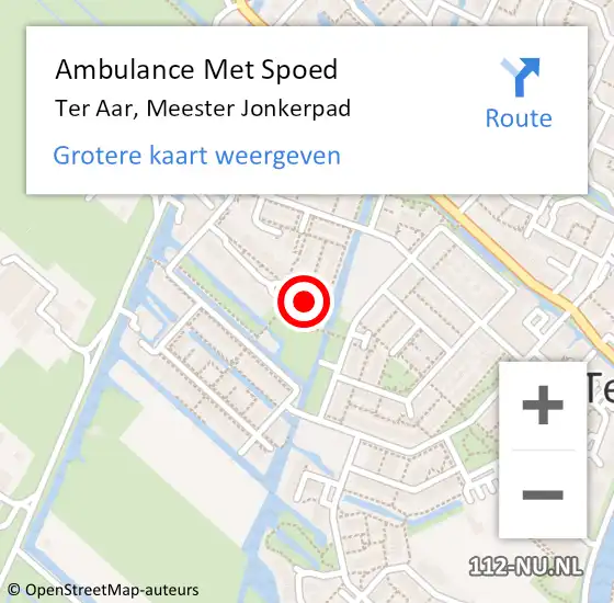 Locatie op kaart van de 112 melding: Ambulance Met Spoed Naar Ter Aar, Meester Jonkerpad op 26 augustus 2015 12:42