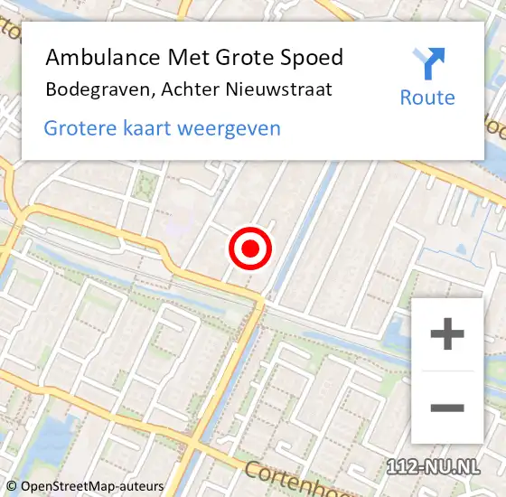 Locatie op kaart van de 112 melding: Ambulance Met Grote Spoed Naar Bodegraven, Achter Nieuwstraat op 26 augustus 2015 12:52