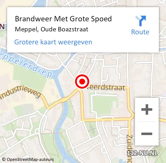 Locatie op kaart van de 112 melding: Brandweer Met Grote Spoed Naar Meppel, Oude Boazstraat op 26 augustus 2015 12:54