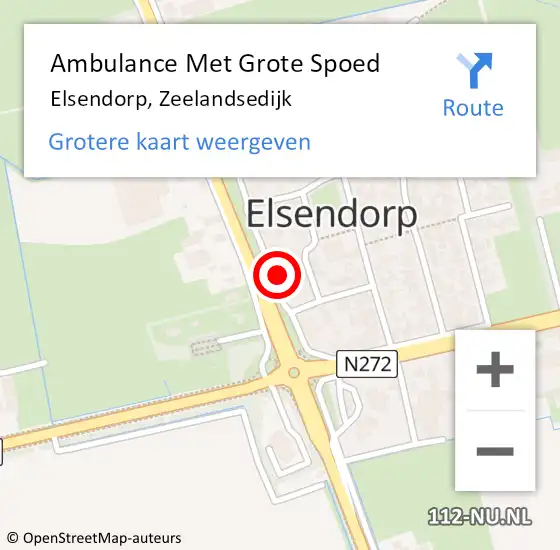 Locatie op kaart van de 112 melding: Ambulance Met Grote Spoed Naar Elsendorp, Zeelandsedijk op 26 augustus 2015 13:04