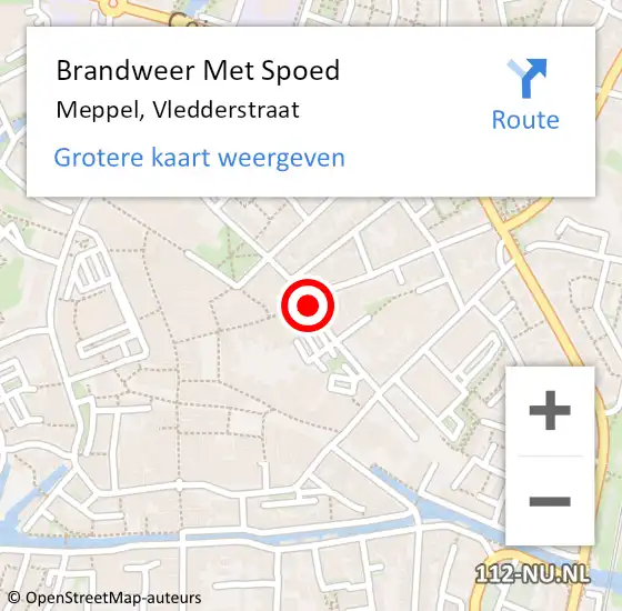 Locatie op kaart van de 112 melding: Brandweer Met Spoed Naar Meppel, Vledderstraat op 26 augustus 2015 13:18