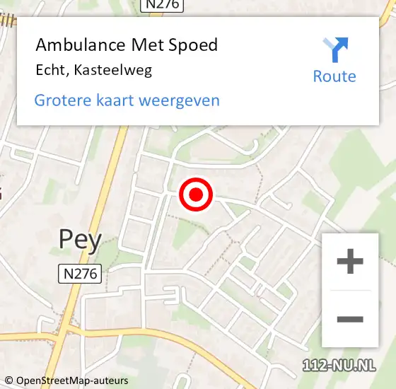 Locatie op kaart van de 112 melding: Ambulance Met Spoed Naar Echt, Kasteelweg op 26 augustus 2015 13:25