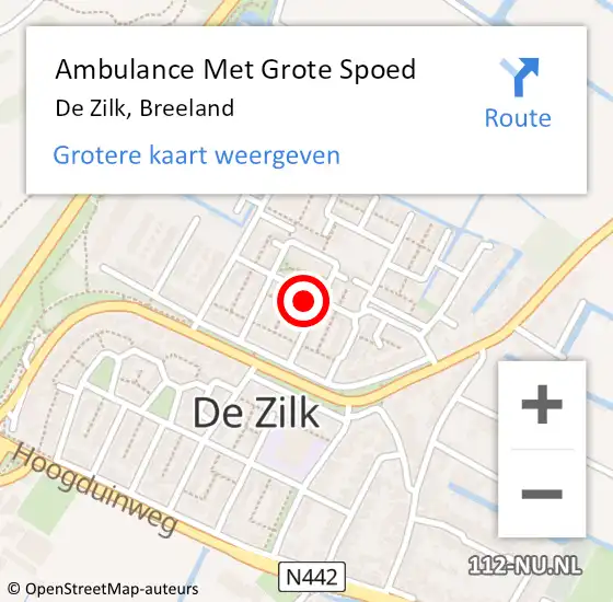 Locatie op kaart van de 112 melding: Ambulance Met Grote Spoed Naar De Zilk, Breeland op 26 augustus 2015 13:56