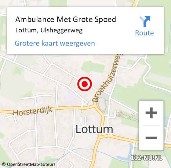 Locatie op kaart van de 112 melding: Ambulance Met Grote Spoed Naar Lottum, Ulsheggerweg op 26 augustus 2015 14:10