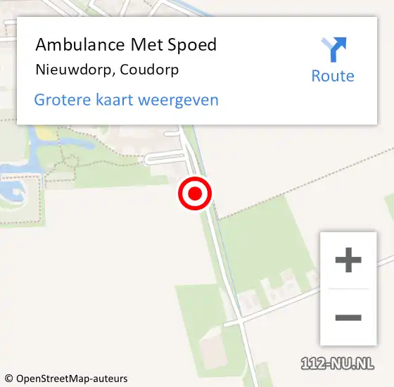 Locatie op kaart van de 112 melding: Ambulance Met Spoed Naar Nieuwdorp, Coudorp op 26 augustus 2015 14:24