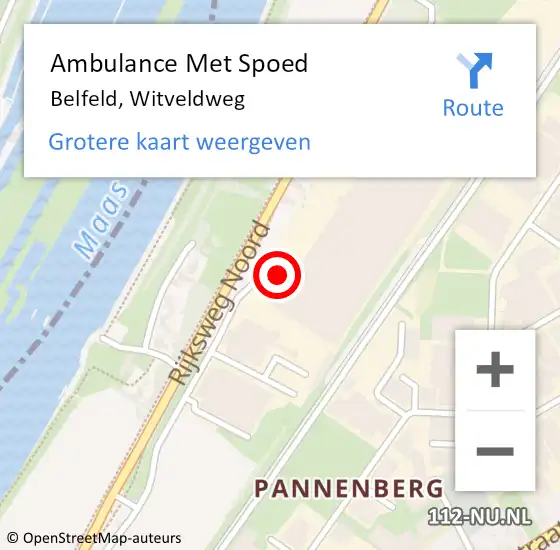 Locatie op kaart van de 112 melding: Ambulance Met Spoed Naar Belfeld, Witveldweg op 26 augustus 2015 14:50