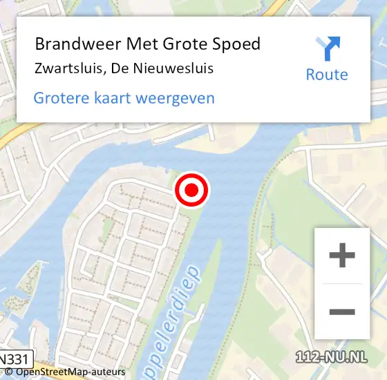 Locatie op kaart van de 112 melding: Brandweer Met Grote Spoed Naar Zwartsluis, De Nieuwesluis op 26 augustus 2015 15:30